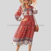 tassel tie neck boho dress supplier