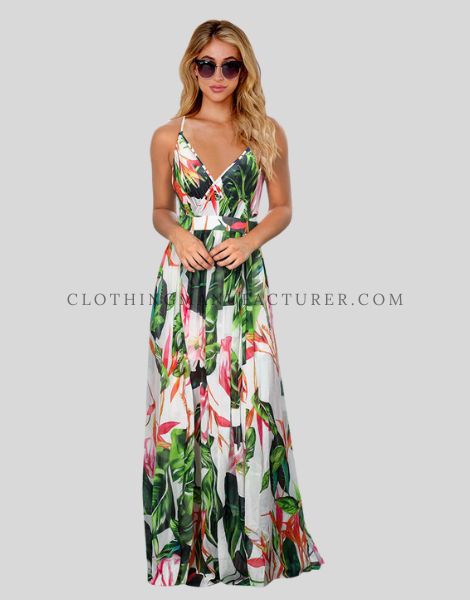 tropical print boho dress supplier