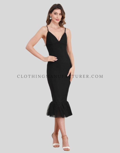 v neck bodycon midi dress supplier