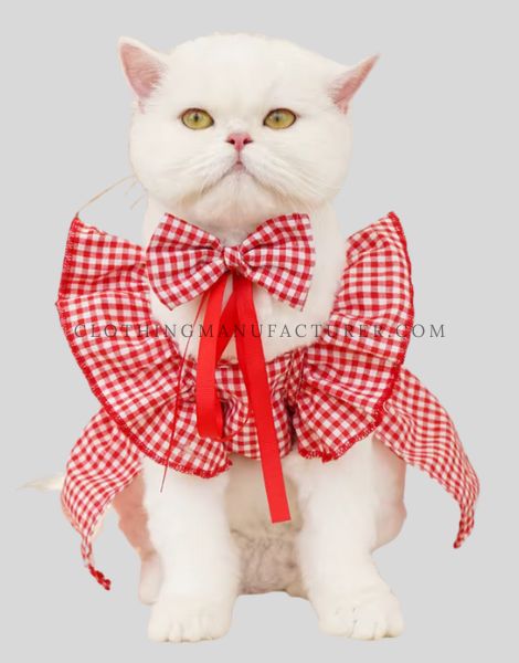 cats cotton clothes with detachable bow supplier