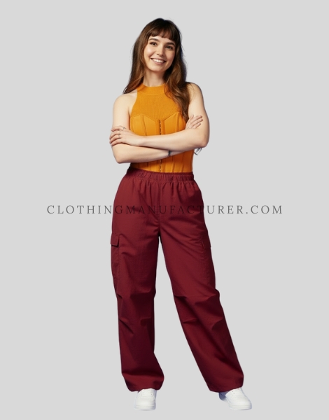 wholesale womens elastic waistband cargo pants