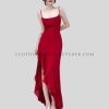 custom asymmetrical spaghetti strap dress