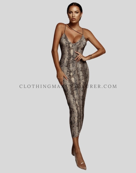 leopard printed spaghetti strap dress manufacturer