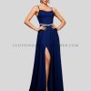 custom high side slit spaghetti strap dress