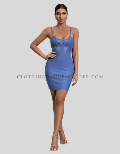 wholesale mesh cutouts spaghetti strap dress