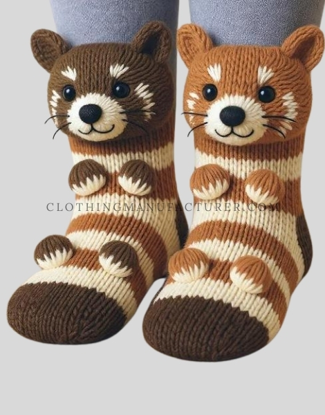 animal print knitted christmas socks supplier