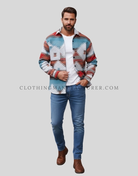 aztec navajo print shacket for men supplier