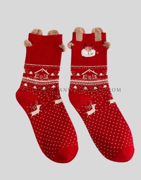 deer printed crew socks for christmas supplier