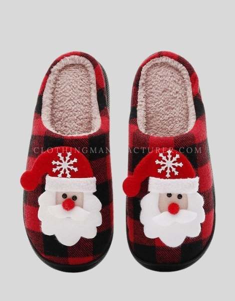 fleece cozy anti-slip christmas slippers supplier