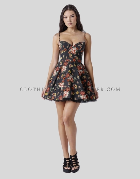 floral printed spaghetti strap dress supplier