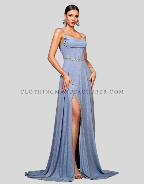 high side slit spaghetti strap dress supplier