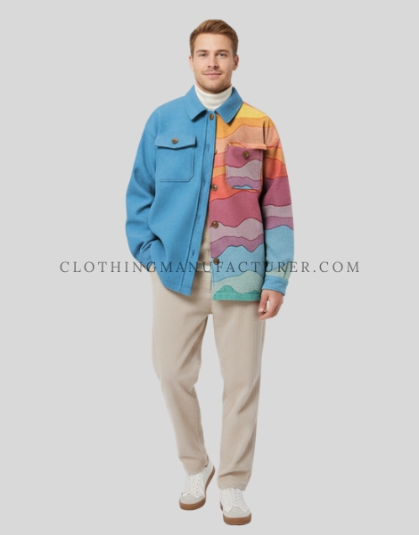 printed oversize shacket for men supplier
