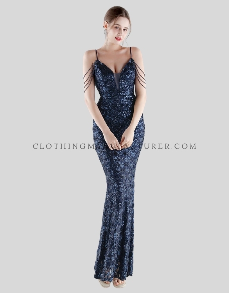 sequin slim spaghetti strap dress supplier