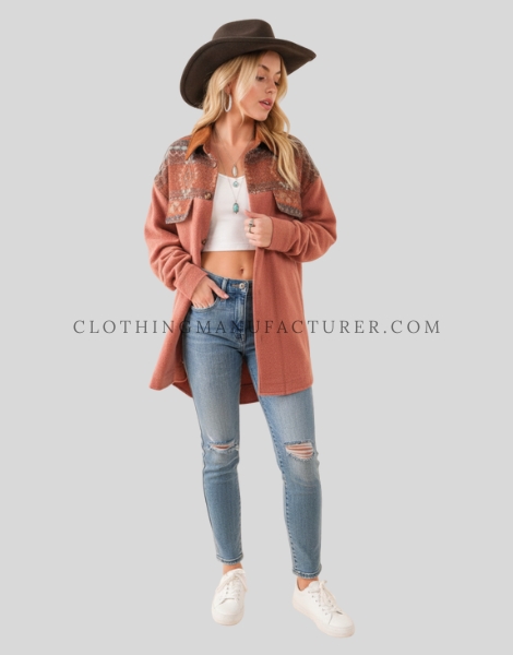 vintage style shacket for women supplier