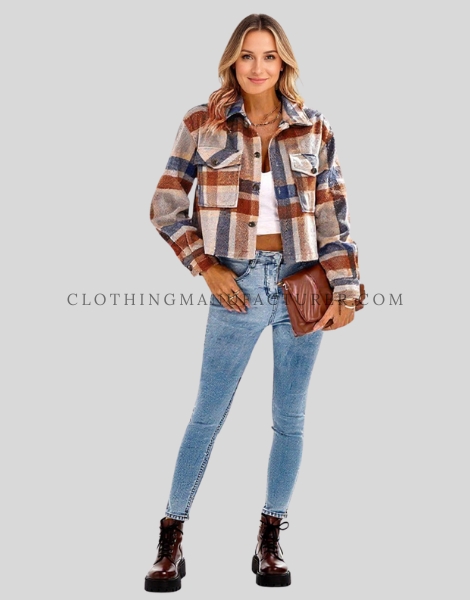 womens cropped shacket supplier