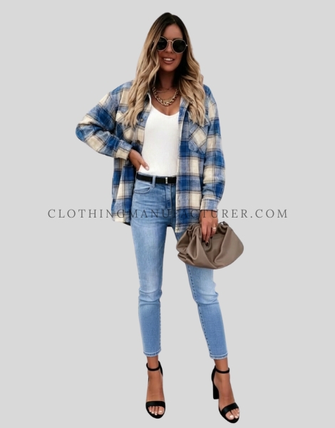 wholesale womens shacket with chest pocket