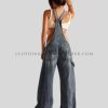 adjustable shoulder strap denim jumpsuit manufacturer