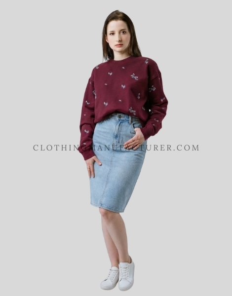 high waist midi jeans skirt manufacturer