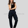 high waisted denim cargo for women manufacturer
