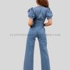 puff sleeve denim jumpsuit manufacturer