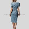 puffy sleeves denim dress manufacturer