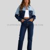 womens duel color denim jacket manufacturer