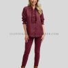 womens ruffled front denim shirt manufacturer
