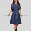 a-line midi denim dress supplier