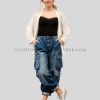 baggy denim cargo for women supplier