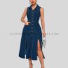 breasted slit denim dress supplier