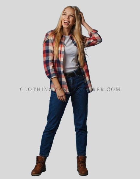 button-down flannel shirt for women supplier
