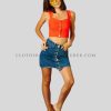 button fly mini jeans skirt supplier