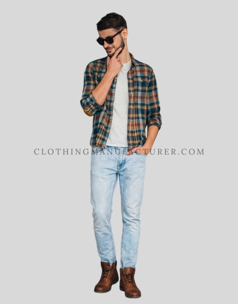 classic-fit flannel shirt for men supplier