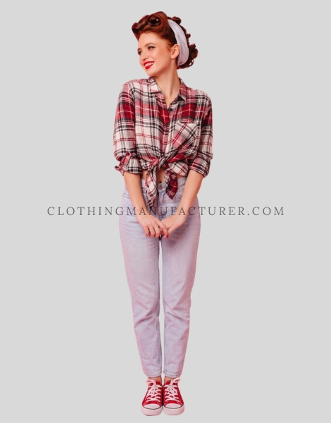 cropped flannel shirt for women supplier