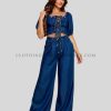 denim co-ord set with lace-up front supplier