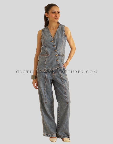 denim co-ord set with pockets supplier