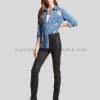 distressed denim shirt for women supplier