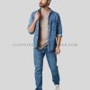 double pocket silky denim shirt for men supplier