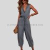 drawstring waist denim jumpsuit supplier