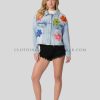 embroidered denim jacket for women supplier
