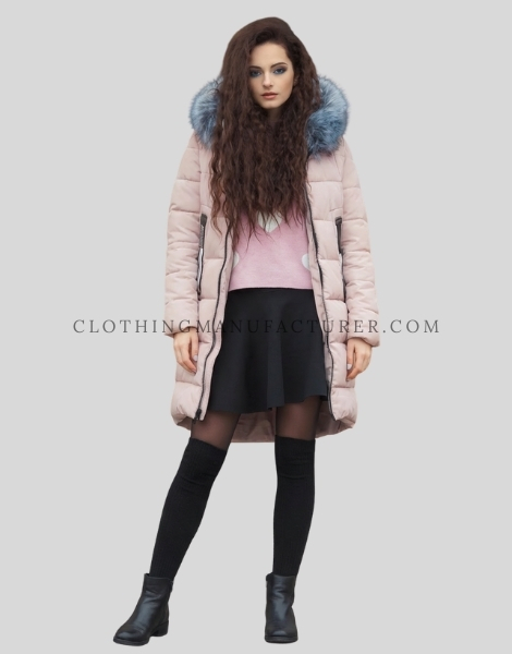 faux fur hooded puffer jacket for women supplier