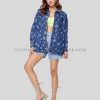 floral printed denim shirt for women supplier
