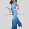 front button-up denim jumpsuit supplier