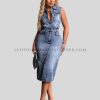 front slit denim dress supplier