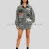 graffiti-style denim shirt for women supplier