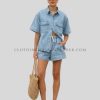 half sleeve denim shirt for women supplier