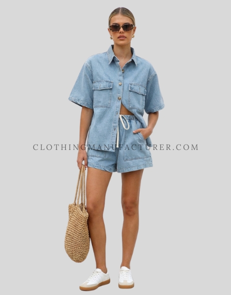 half sleeve denim shirt for women supplier