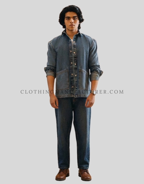 large cross pocket denim shirt for men supplier