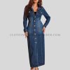 long length denim dress with chest pocket supplier