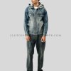 mens hooded denim jacket supplier